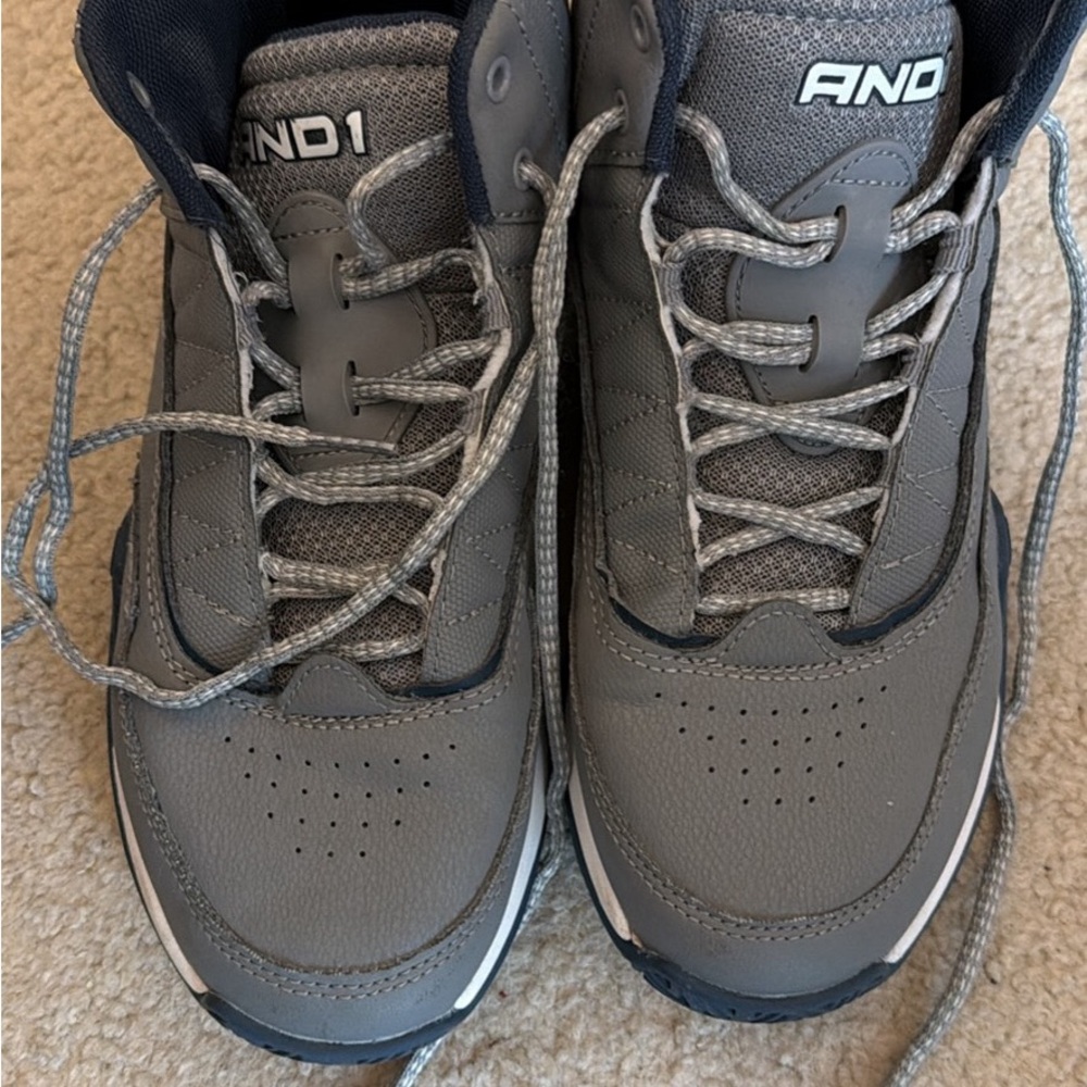 AND1 Charcoal and White High-Top Sneakers